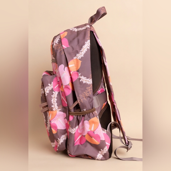 Fighting Eel Backpack - Bistro Woven Lei, Mauve Pink Purple Flower Hawaii NEW - Picture 2 of 6